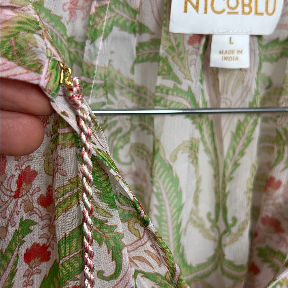 Nicoblu ARTEMISIA CHIFFON BLOUSE IN DELICATE FERNS chiffon top L - Picture 11 of 11